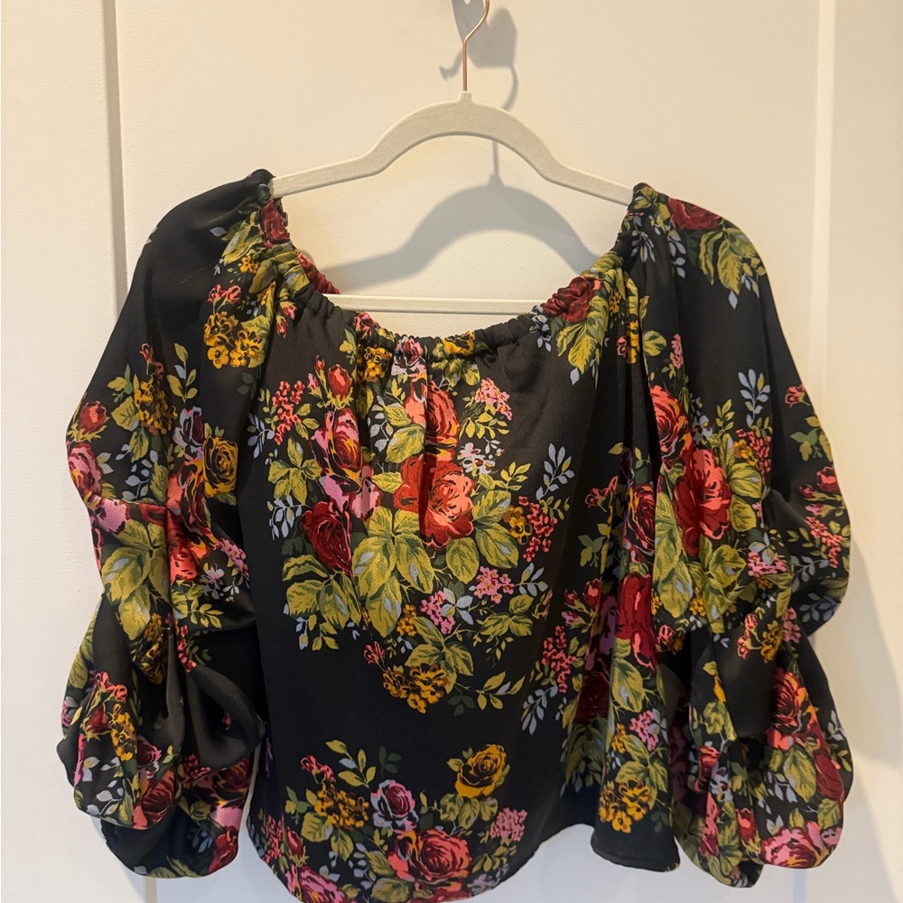 Likely Yellow and Orange Ruffled Puff Sleeve Blouse